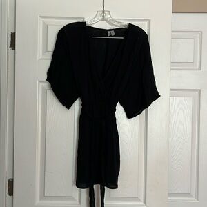 ASOS Black Crinkled Beach Kimono Dress 0